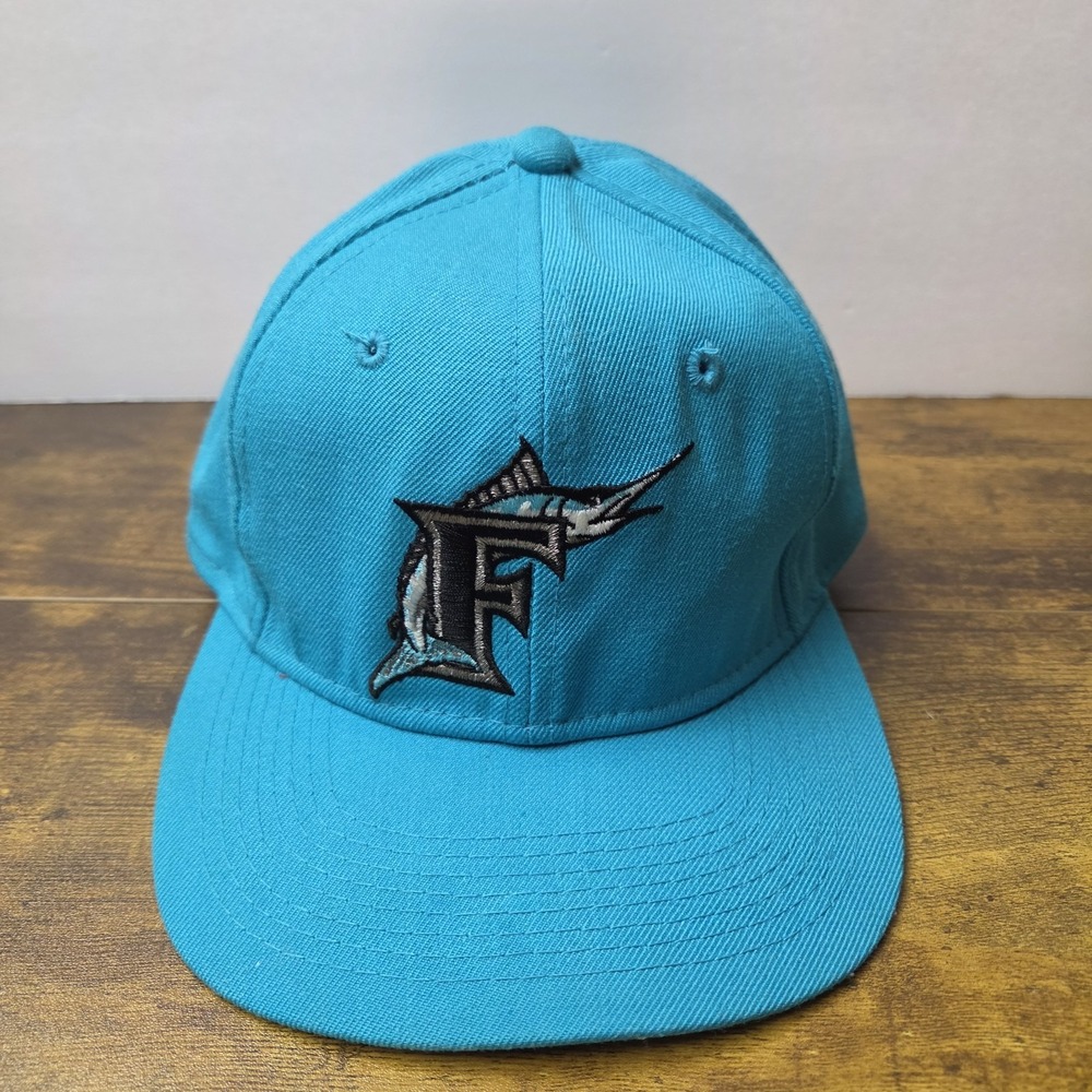 Vintage Florida Marlins Sports Specialties The Pro Fitted Hat Size 7 1/2 Teal